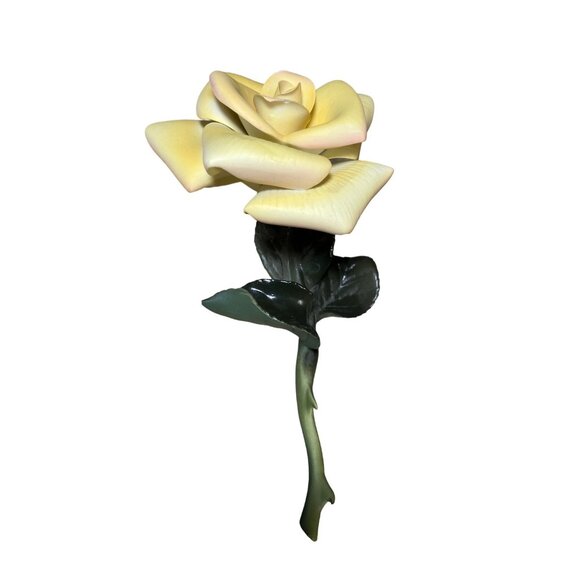 Avon 1987 Seasons Bloom Collection Yellow Rose Porcelain Flower Vintage - Picture 3 of 8